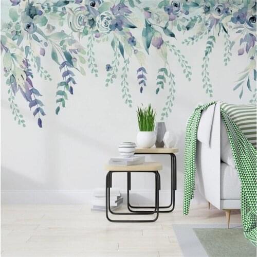 Milofi customized 3D printing large wallpaper mural modern minimalist small fresh flower Nordic plant leaf TV background wall