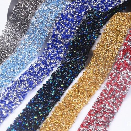 New sale 3cm wide Resin Rhinestone trim hotfix 10 colors choose for garment bags Free shipping