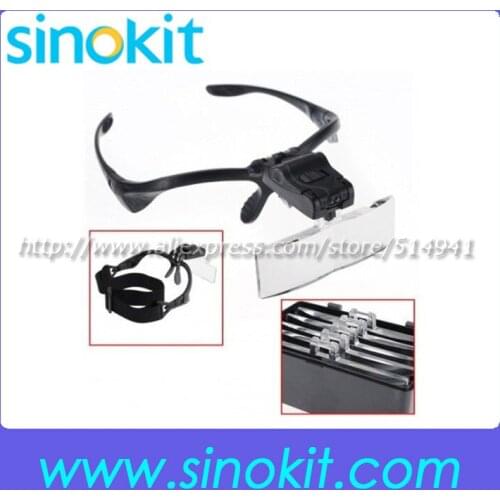 Professional Jewelers Lighted Magnifier Visor - 5 Lenses 1.0X to 3.5X - Weighs Just 2 oz. 9892B