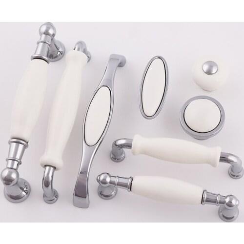 Luxury 10PCS European Rural Ceramic Kitchen Door Furniture Handle Cupboard Drawer Wardrobe Wine Cabinet Pulls Handles and Knobs