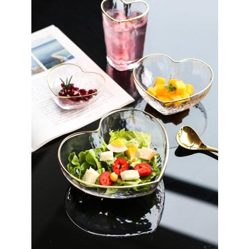 Heart-shaped Salad Bowl Japanese-style Phnom Penh Hammer Glass Bowl Home Dessert Bowl