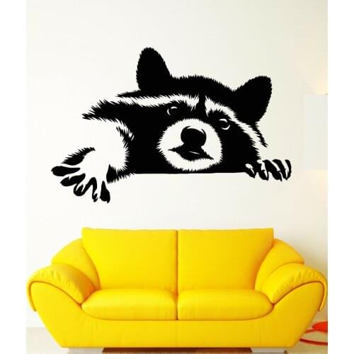 Self Adhesive Wall Art Decal Funny Animal Raccoon Head Rodent Pet Wall Stickers Home Decor Living Room Kids Playroom Decor D996
