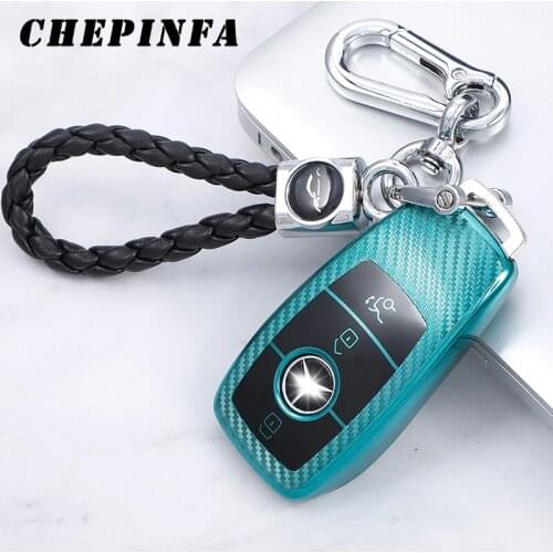 Carbon Fiber Style TPU Car Key Cover Case Protector Shell For Mercedes Benz 2017 2018 E Serials E300 E200 E220 EClass W213 S450