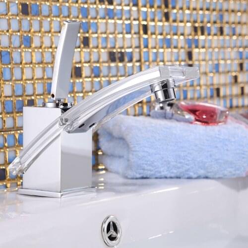 Free Shipping BAKALA younger modern bathroom faucet basin mixer brass glass tap Chromed LH-8126