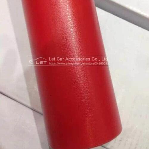 Red Leather Grain Texture Vinyl Car Wrap Sticker Decal Film Sheet Adhesive Sticker Interior Car Styling Covering Wrapping