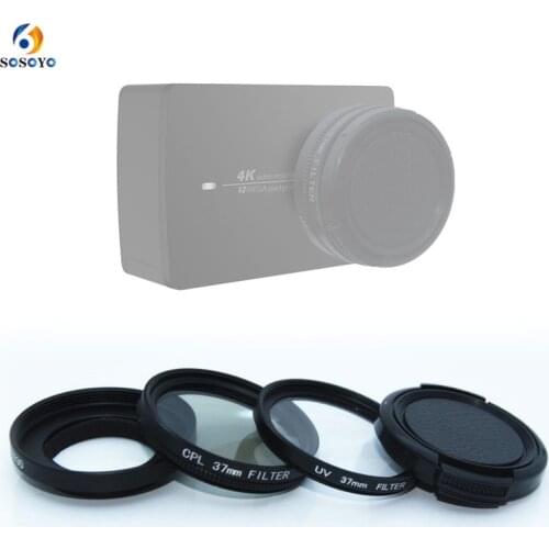4 in 1 Lens Protector 37mm CPL UV Filter with Adapter Ring and Lens Cap For Xiaomi Yi 2 Xiaoyi II 4K 4K+ Camera Accessories