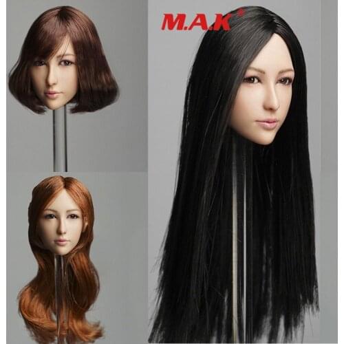 DR-008 1/6 Asian Beauty Female Head Sculpt Short Hair Head Carving Movable Eyes Sculpt Model Accessory for 12" Figure Body