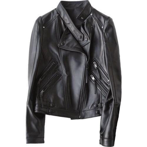 Genuine Leather Jacket Women 2020 New 100% Real Sheepskin Coat Female Short Motorcycle Jackets Outerwear 27304 WYQ1181