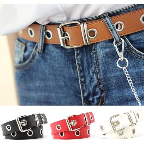 Women Trendy Belts Classic Pin Buckle With Chain Belt Hollow Jeans Decoration BLTYN0345