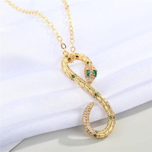 1PC Exaggerated Punk Zircon Snake Necklace For Women Vintage Gothic Snake Animals Big Pendant Chain Necklace Jewelry N285