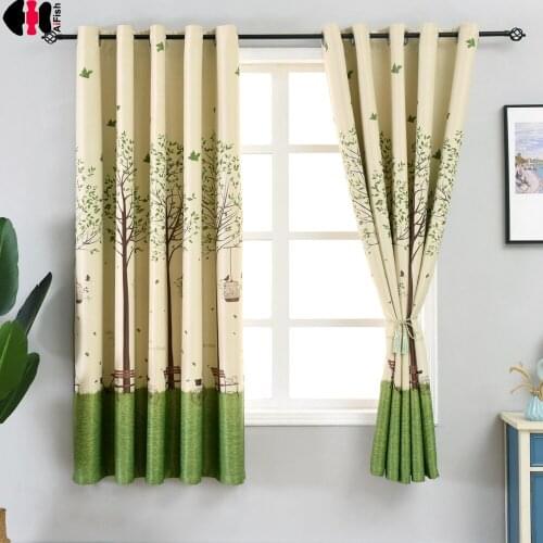 1 PCS W100xL200cm Tree Bicycle Printed Short Curtain For Children Room Customized Height Small Window Balcony Treatment PC003C