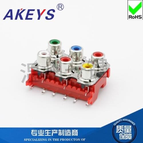 10pcs AV6-8.4-13D AV same core socket RCA seat 6 holes 9 feet With shield Audio video interface Lotus seat