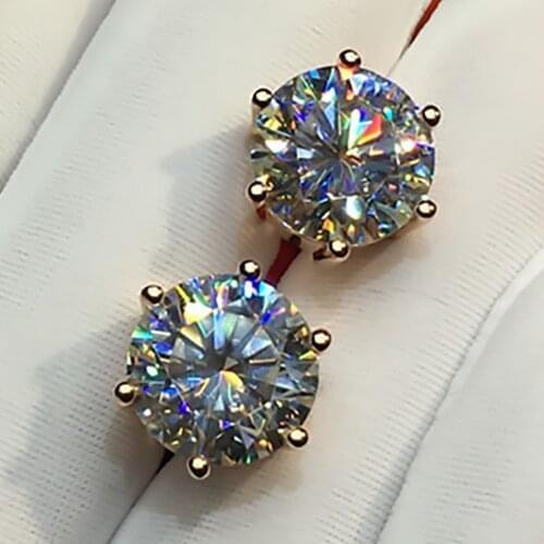 10K Au417 Rose Gold Women Stud Earrings Moissanite Diamonds 2 Carat Round Elegant Wedding Party Engagement Anniversary Trendy