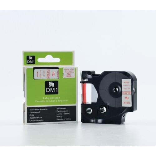 12mm Red on White DYMO D1 LabelManager label tape 45015 1/2" W X 23' DYMO tape cartridge for Dymo Professional Labelmakers