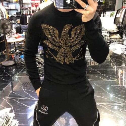 2021 designer sweatershirt Mens Clothes Fall Winter Men Clothing Long Sleeve Pullover Plus Size Diamond stone High Quality Kore