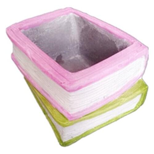3D Book Planter Stone Vase Mould Handmade Cement Pot Mold DIY Creative Concrete Flowerpot Silicone Molds