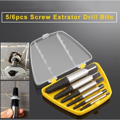 5/6PC Broken Damaged Screwdriver Extractor Doublehead Alloy Steel Double Side Screw Pull Center Drill Bits Removal Tools Set