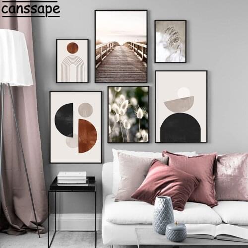 Abstract Wall Prints Plant Nordic Print Geometry Line Canvans Painting Landscape Poster Modern Wall Pictures Living Room Decor