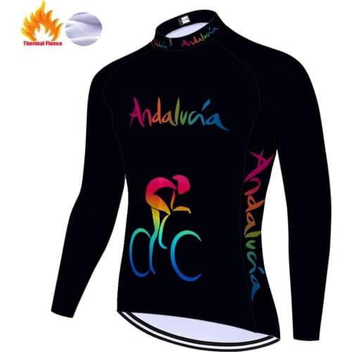 Andalucia Winter Thermal Fleece Uomo Invierno Jersey Maglia Equipamento Ropa Homme Hombre Camisa Ciclismo Masculina Maillot Velo