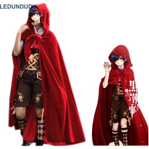 Anime Black Butler Little Red Riding Hood Cosplay Costumes Kuroshitsuji Ciel Phantomhive Men Women Halloween Party Uniforms