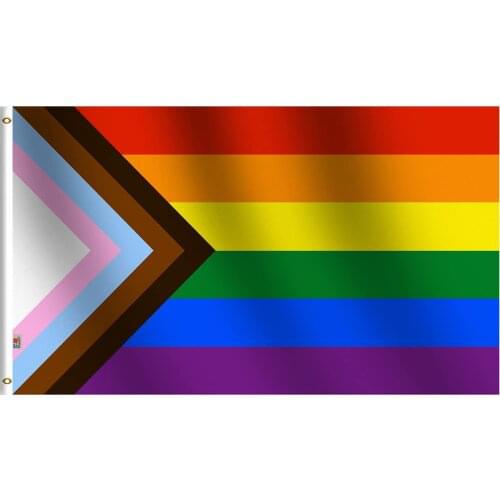 Inclusive Progress Pride Rainbow Flag 3x5t Polyester Flag Pride Flag Made Vibrant Colors Bisexual Trans Community LGBT Banner