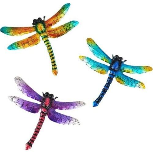 Dragonfly Art Sculpture Wall Hanging Metal Ornament Outdoor Dragonfly Simulation Wind Chime Accessories Home Decoration Crafts