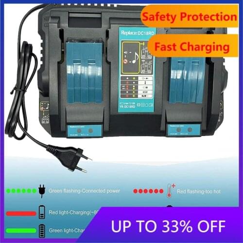 EU Double Battery Charger For Makita 6A Charging Current 7.2V-18V BL1830 BL1815 Bl1430 BL1420 DC18RC DC18RD DC18RA Power Tool