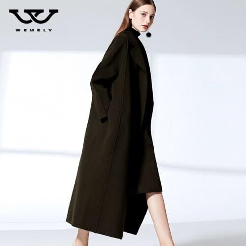 Double sided cashmere coat womens medium and long style autumn and winter 2021 fashion loose double-sided woolen coat