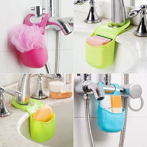 Hot Sale Kitchen Sink Sponge Holder Bathroom Hanging Strainer Organizer Storage Box Rack 7JKT