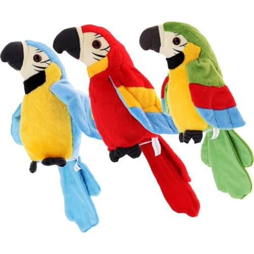 Plush Talking Parrot - Repeat What You Say Electronic Animal Pet Buddy Toy Gift for Kids Children