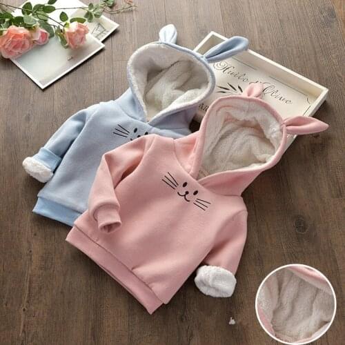 Baby Girl Cotton T-shirt Children Cltohing Kids Pullovers Baby Cartoon Hooded Sweaters Top Tees Baby Clothes Toddler Outwear