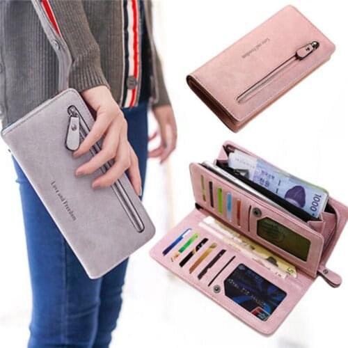 IMCUTEPU Artificial Leather Bi-Fold Long Wallet Women Luxury Fashion Letter Printed Card Holder Wallet Office Lady Mobile Wallet
