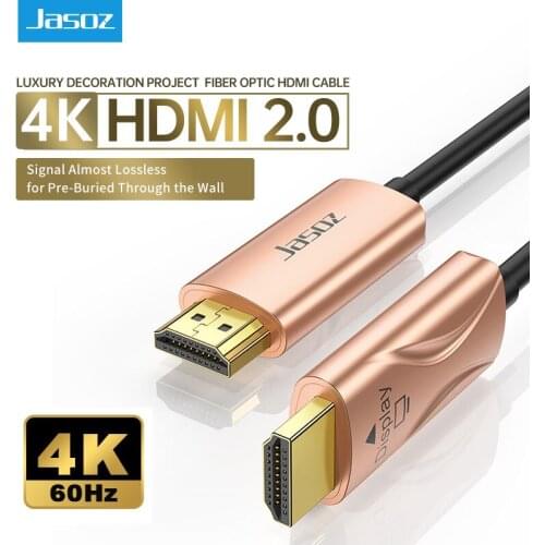 Jasoz HDMI 2.0 Cable 4K 60Hz Fiber Optic HDMI Cable 2.0 HDR for HDTV Box Projector PS4 10m 20m 30m 50m 60m 80m 100m HDMI Cable