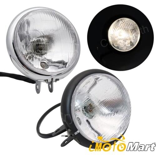6" Round Motorcycle Retro Front Light Headlight High/Low Beam Halogen Lamp Bulb Headlamp For Harley Custom Cruiser Cafe Racer