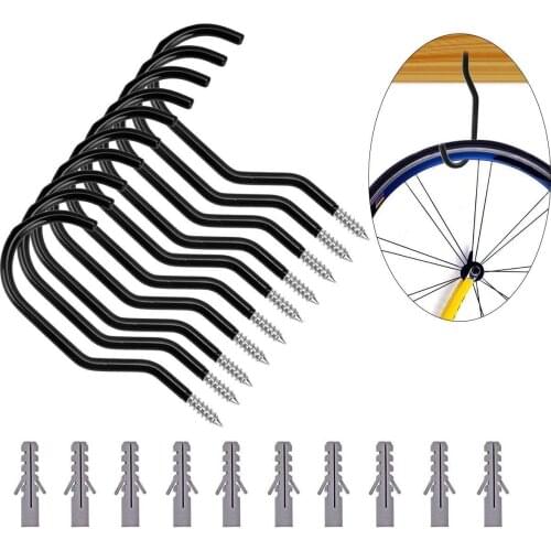 Bike Hook 10 Pack Heavy Duty Bike Hanger Bike Storage Hooks With 10 Bolts For Garage Wall/Ceiling Road Mountain Hybrid BMX Kids
