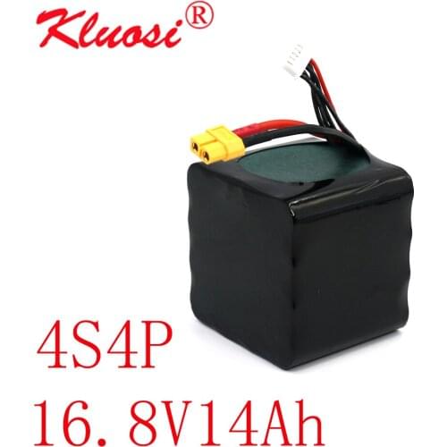 KLUOSI 16.8V Li-ion Battery 14Ah High Capacity UAV Rechargeable 14.8V 4S4P For Various RC Airplane Quadrotor Etc XH2.54-5P XT60