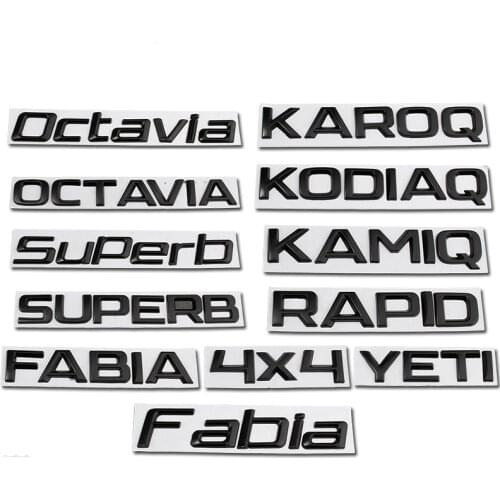 Car Rear Trunk Letters Logo Replace Badge Emblem Metal Stickers For Skoda Octavia SUPERB FABIA KAMIQ KAROQ KODIAQ RAPID Yeti 4X4