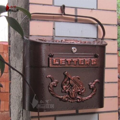 Matte Bronze European mailbox mail box Rustic Iron-Mail box Fashion Vintage Bucket tin Newspaper box Post Letter Box aluminium
