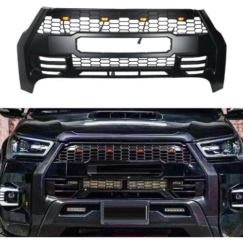 Modified For Hilux Grills Mesh For Hilux Revo Rocco TRD Style 2021 Accessories Grill Front Racing Grills Bumper Grille Cover