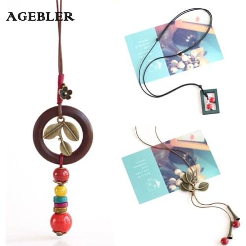 Trendy Bohemia Style Ceramic Necklace Jewelry for Women Simple Winter Sweater Chain Accessories Handmade Necklace Pendant