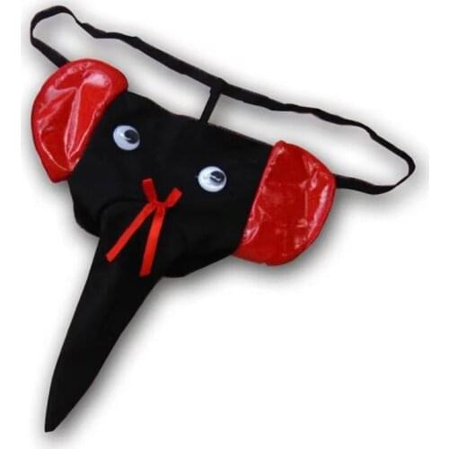 Elephant Men Underwear Thong Mens Sexy of Black / Red Penis Cover Funny Lingerie Fashion Underwear G-Strings & Thongs Exotic
