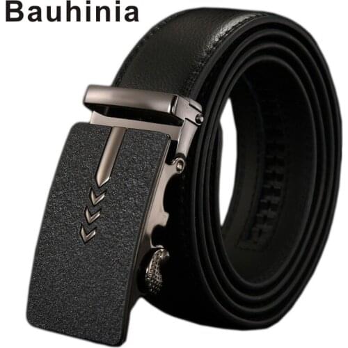 Bauhinia brand mens business casual imported high-quality cowhide high-grade alloy buckle head automatic buckle leather belt