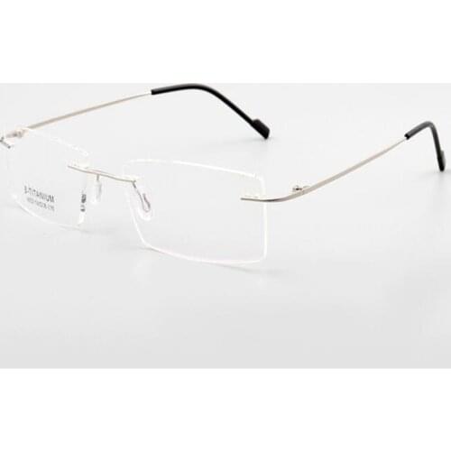 B-Titanium Rimless Glasses Frame Retro Women Prescription Myopia Eyewear Ultralight Clear Lens Goggle Optical Eyeglasses Men