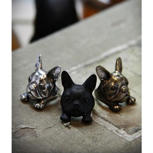 Wholesale Unique Retro French Bulldog Adjustable Ring High Quality Design Mens Fashion Promise Rings Women Gift Overwatch Aros