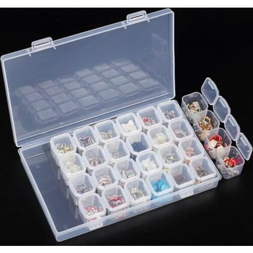 Plastic 28 Slots Nail Art Tools Jewelry Storage Box Case Organizer Beads Plastic Storage Box Nail Art Rhinestone Tools