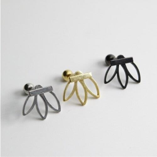 1pc Simple Personality Earrings Trend Womens Stainless Steel Petal Flower Fashion Party Little Earrings Jewelry