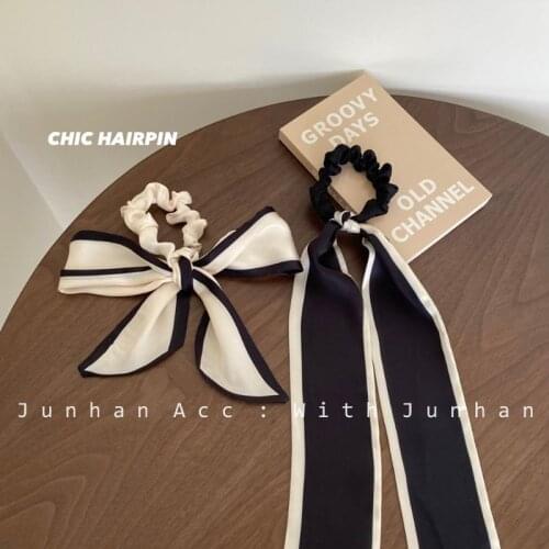 Korea INS fairy bow hair band female tied hair summer net red new streamer hair ring hair rope ponytail hair accessories