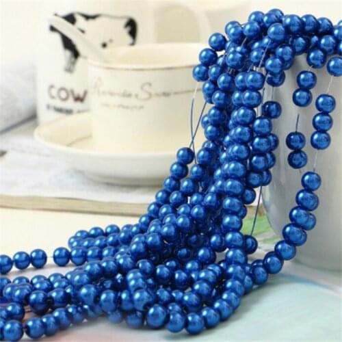 Loose 3mm-10mm Navy Blue Color Fake Pearl DIY Hand Craft Round Glass Imitation Pearl Beads Clothing&Garment Nail Art Decoration