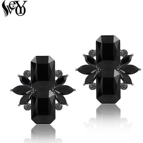 VEYO Geometric Crystal Stud Earrings For Women Elegant Jewelry Wholesale Brincos Pendientes Mujer 2018 New Hot Sale