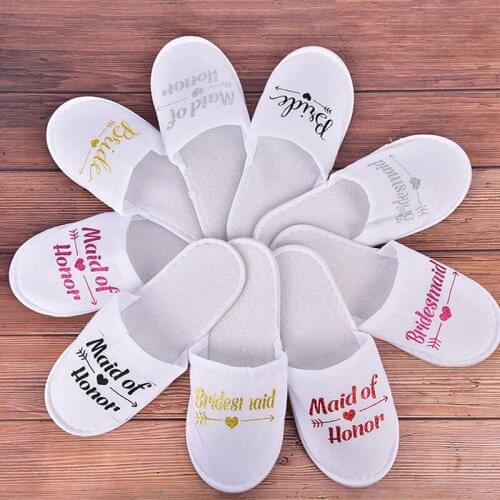 1 Pair Bride Shower Bride Wedding Decoration Bridesmaid Hen Party Spa Soft Slippers Ladies Bachelorette